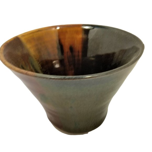 Handcrafted Other - Earthenware Studio Art Rustic Pottery Bowl Brown Earth Tones Vase Planter USA